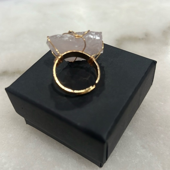 Rose Quartz Hand Wrapped Copper Wire Ring - Picture 7 of 8